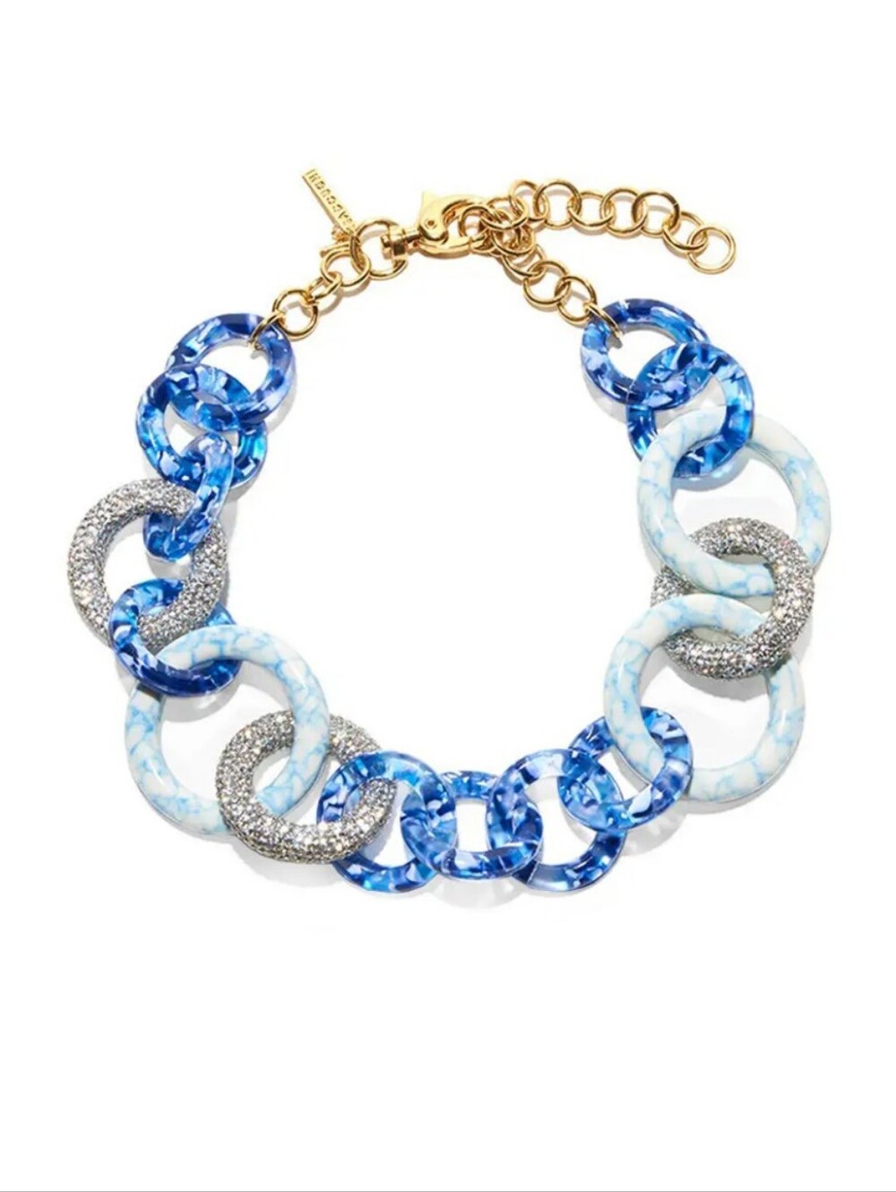Lele Sadoughi Blue Marble Crystal Triple Hoop Necklace